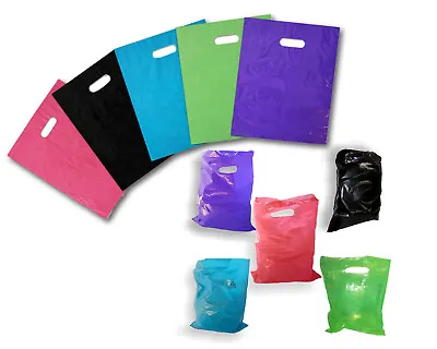 9  X 12  Colored PLASTIC MERCHANDISE Bags Retail Store Bags W/Die Cut Handles • $12.95