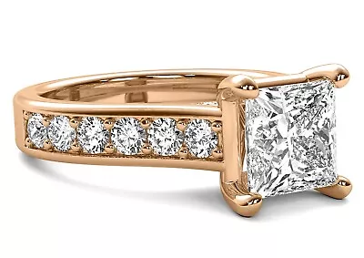 1.70 Ct VS1/G Princess Cut Lab Created Diamond Engagement Ring 14k Rose Gold • $1495