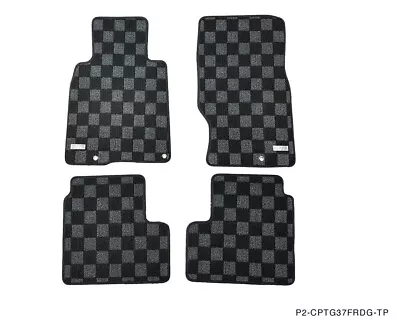 P2M Checkered Flag Race Front & Rear Carpet Floor Mats For Infiniti G37 08-13 • $95