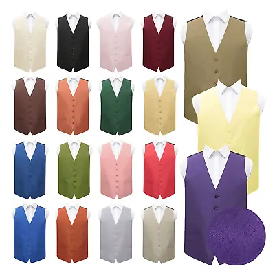 Mens Waistcoat Plain Shantung Casual Formal Wedding Tuxedo Vest By DQT • £17.99