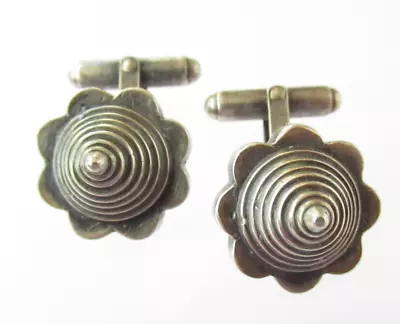 Vintage Brutalist Conical Pyramid Sterling Silver Studio Cufflinks • $65