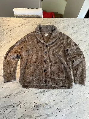 J. CREW Rugged Hazelnut Shawl Mens Merino Wool Nylon Cardigan Sweater • $29.99