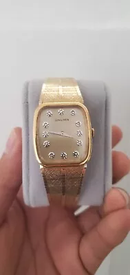 LONGINES 12 Diamond Watch 10K RGP Rare Oval 1960s Original Bracelet Works! • $300
