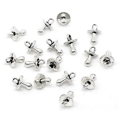 Pkg Of 10 Small PACIFIER 1/2  X 3/8  (13 X 9mm) Charm Pendant (10708) • $4.24