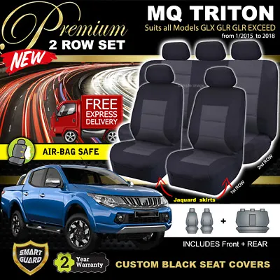 $179 • Buy Premium BLACK Seat Covers Mitsubishi Triton MQ Dual CAB 2ROW 2015-19 GLS GLR GLX