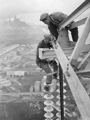 Workers On Central Electricity Board Towers At Dagenham Are 120 Fo- 1930s Photo • $5.78