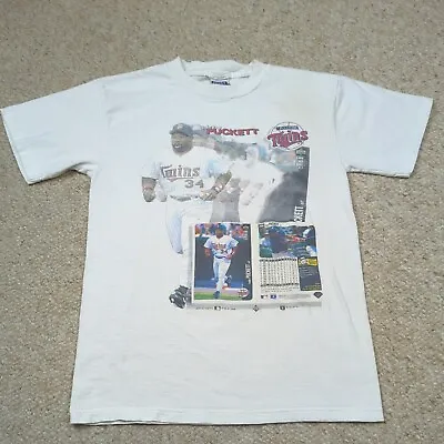 Vintage MLB Kirby Puckett T Shirt Mens M White MN Twins Upper Deck Baseball Card • $24.66