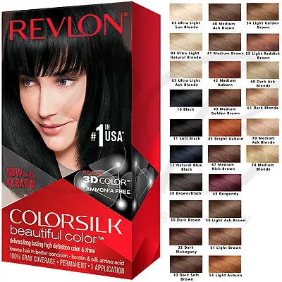 REVLON ColorSilk Ammonia Free Permanent 3D Radiant Hair Colour *CHOOSE SHADE* • £5.95