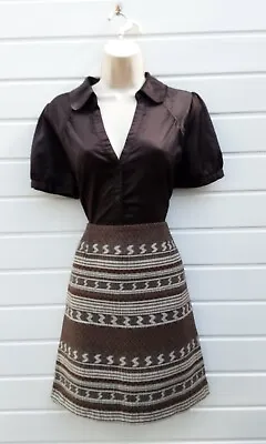 £5.99 • Buy Aline Mini Skirt,brown Aztec Print,smart/casual,60's,70's,vintage Style,size 12