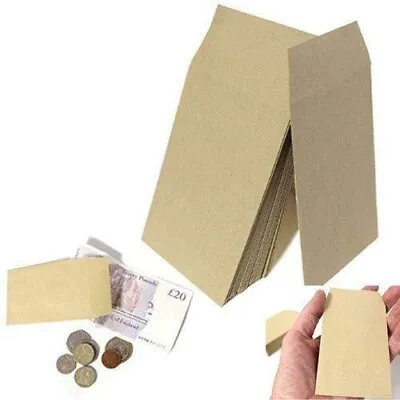 £4.25 • Buy Brown Plain Self Seal Dinner Money Envelopes 100 X 62 Mm (Pack Of 50)