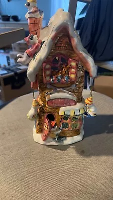 Christmas In Cobblestone Village Ski Shop Candle Holder Popular Ceramic • $30