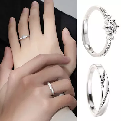 Love Matching Couple Rings Adjustable Romantic Engagement Ring Wedding Band Gift • $1.55