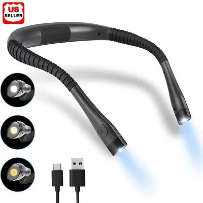 $10.98 • Buy USB Rechargeable LED Neck Light Book Light For Reading In Bed Crafting Camping