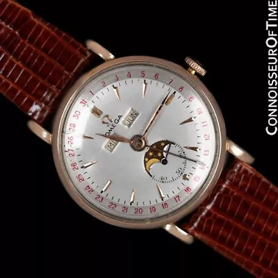 1950 OMEGA COSMIC Vintage Triple Date Moon Phase Watch - 18K Rose Gold • $5795