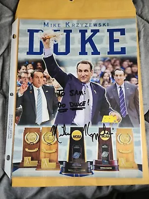 Mike Krzyzewski Signed 8.5x11 Photo. Duke Basketball • $60