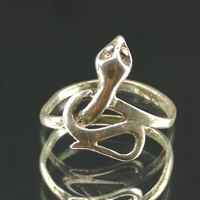 Vintage 925 Sterling Silver Snake Wrap Head Tail Animal Reptile Ring - Size 4.5 • $21.07