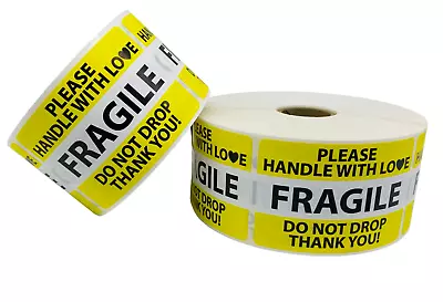 YL Fragile Handle W/ Love Labels | Do Not Drop Thank You | 2 X3  | 2 RLS 500 EA • $17.99