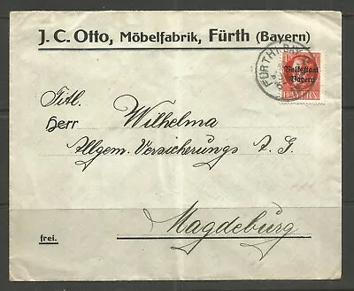 ⭐osburgh – Germany. 1919. Volkstaat Bayern. Furth. J C Otto – Mobelfabrik - Furn • $14.93