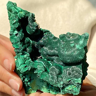 354G Natural Glossy Malachite Coarse Cat's Eye Cluster Rough Mineral Sample • $3.25