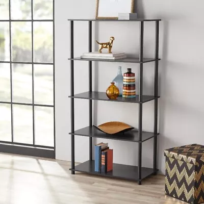 No Tools 5-Shelf Storage Bookcase True Black Oak • $31.39