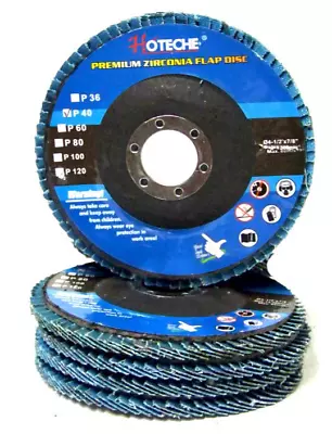 5 Pcs  4-1/2 X7/8  36 Grit Blue Zirconia Flap Disc Angle Grinder Sanding Wheels • $14.98