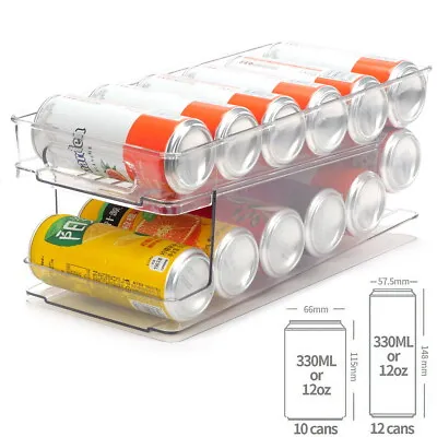 $21.77 • Buy 2-Layer Rolling Can Dispenser Plastic Fridge Beer Tin Holder Organiser Soda Rack