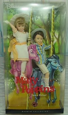 2007 Walt Disney Mary Poppins Jane & Michael Banks Barbie Dolls NRFB • $74.95