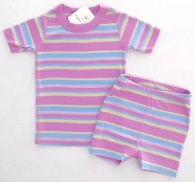 New NWT Hanna Andersson Girl's Pink Striped Short Johns Pajamas 90 3 3T RARE!! • $26.99
