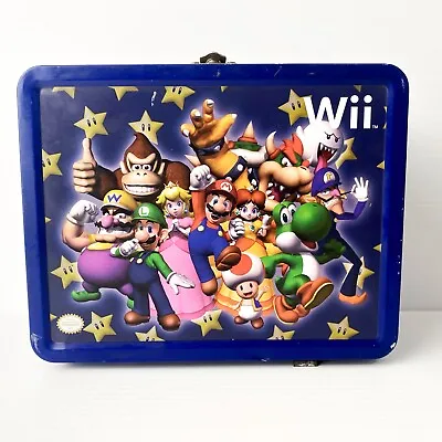 Mario Party Blue Metal Tin Lunch Box - Free Postage • $12.79