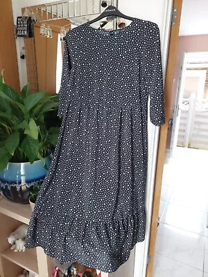 Wallis Size 8 Black Dress White Spits Half Sleeve • £8.99