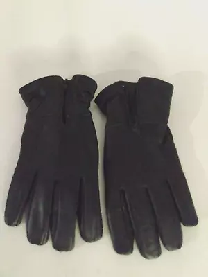 Men's Black 100% Leather Gloves Insulated 40G Thinsulate Stylish Top Zipper • $17.50