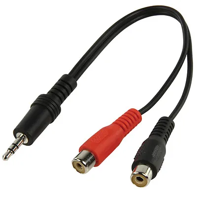 0.2m 3.5mm Stereo Jack Plug To 2 RCA PHONO Female Cable AUX Socket Adapter • £4.99