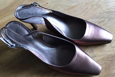 £10 • Buy Jane Shilton - Ladies Bronze Leather Slingback  Stilleto Shoes - Size Uk 6 / 39 