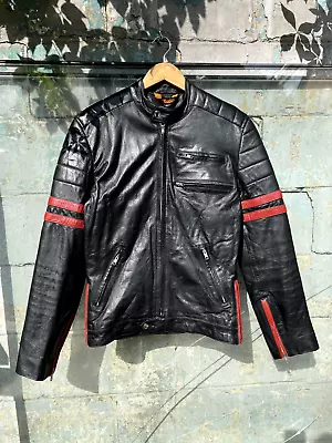 Soul Revolver Black Leather Motorcycle Jacket Size Mens XS-S • £154