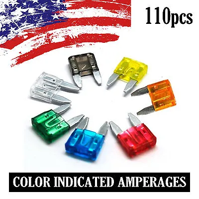 110 Pack Mini Blade Fuse Set 1A 2A 3A 5A 7.5A 10A 15A 20A 25A 30A 35A APM ATM • $9.95