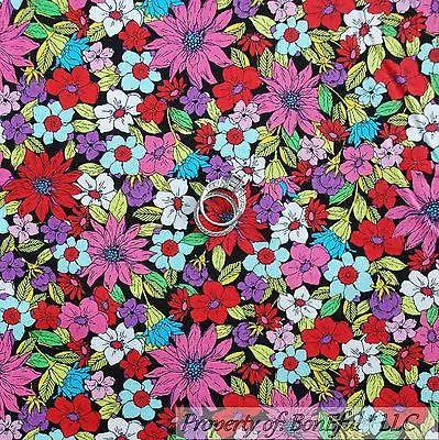 BonEful Fabric FQ Cotton Quilt Rainbow Red Pink Green White Flower B&W Leaf Tiny • $4.56