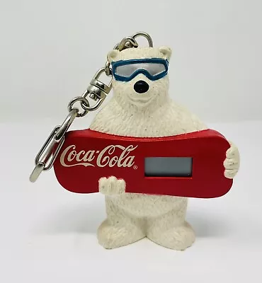 1999 Coca-Cola Keychain Clock Snow Board Polar Bear 3-1/4” Tall Collectible • $16.34