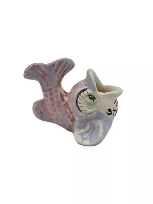 Studio Art Pottery Open Mouth Fish Vintage Advertising Toothpick Holder Signed  • $9.90