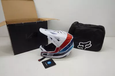 Fox Racing V3 Durven Motocross Helmet Red White Blue Size Small ATV Off-Road AE • $259