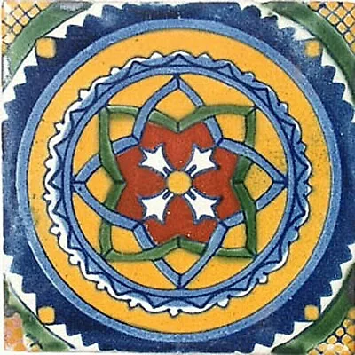 C#041)) Mexican Tile Sample Wall Floor Talavera Mexico Ceramic Handmade Pottery • $1.75