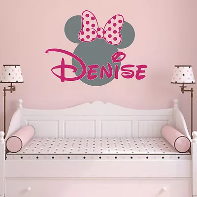 Personalized Girl Name Wall Decal Minnie Mouse Head Vinyl Sticker Nursery ZX264 • $21.99
