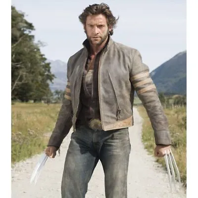 XMEN XO Wolverine Logans Vintage Biker Style Real Cow Hide Brown Leather Jacket • $34.23