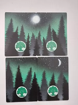 Magic The Gathering - Altered Art - Hand Painted - Neon Green- Forest X4 • $10