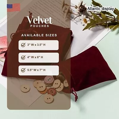 Velvet Gift Bags Drawstring Jewelry Pouches (10 Pack) Red Vine Color • $6