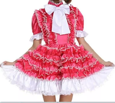 Sissy Girl Maid Satin Dress Cosplay Costume Customiza • $23.91