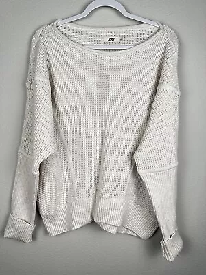 Ugg Sweater Large Cream Sophia Knit Pullover Ribbed Cozy Neutral • $49.99