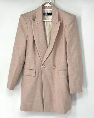 Zara NWT Double Breasted Textured Blazer Women’s Medium Pink Jacket • $76.50