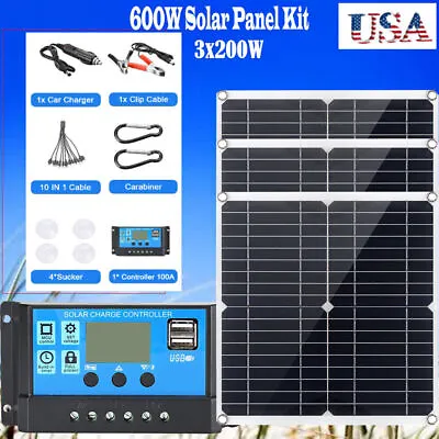 600W Watts Solar Panel Kit 100A12V Battery Charger W/Controller Caravan Boat UK • £18.89