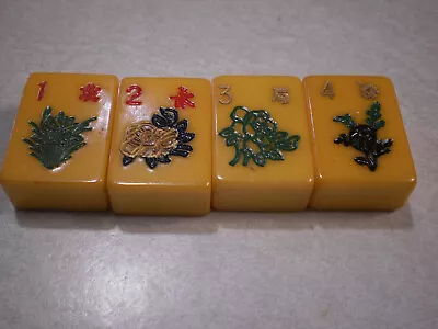 4 Vintage Mah Jong Mahjong Majong Bakelite Tiles For Restoration Jewelry Crafts • $15