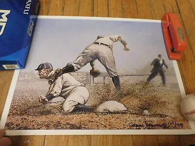 Vintage 16  X 20  MLB Baseball Ty Cobb Gregory Borgman Signed Limited Poster • $1